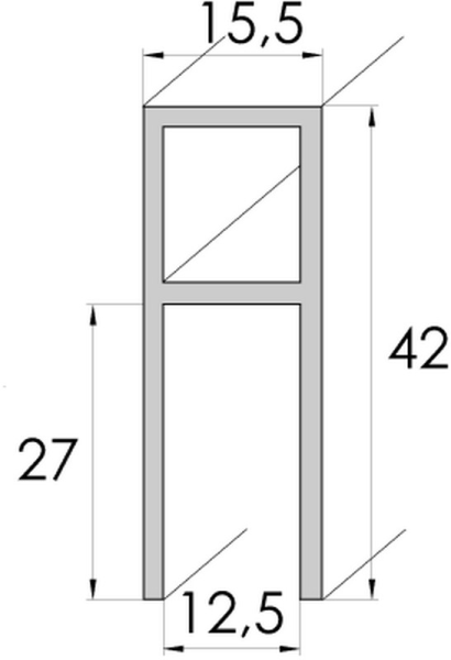 Rahmen 42  x 15,5 mm; innen 12,5 mm; weiß