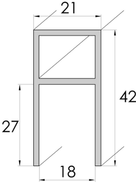 Rahmen 42  x 21,0 mm; innen 18,0 mm; pressblank