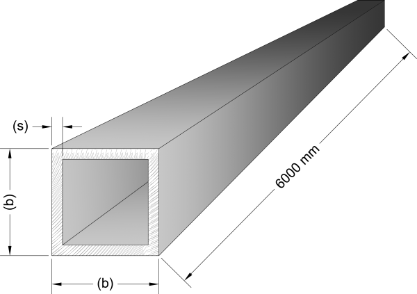 Dreidimensionales verchromtes Aluminium-Vierkantrohr in Edelstahloptik auf weißem Hintergrund