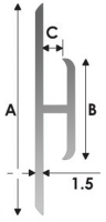H-Profile RAL pulverbeschichtet (Standard), asymmetrisch