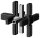 Kunststoff Eck-Verbinder für Quadratrohr 20,0 x 20,0 x 1,5 mm, Form: Kreuz mit Abgang schwarz mit Stahlkern