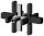 Kunststoff Eck-Verbinder für Quadratrohr 30,0 x 30,0 x 2,0 mm, Form: Stern schwarz mit Stahlkern