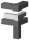 Kunststoff Eck-Verbinder für Quadratrohr 30,0 x 30,0 x 2,0 mm, Form: Winkel mit Abgang mit Gewinde M10 schwarz mit Stahlkern
