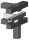 Kunststoff Eck-Verbinder für Quadratrohr 30,0 x 30,0 x 2,0 mm, Form: T mit Abgang mit Gewinde schwarz mit Stahlkern