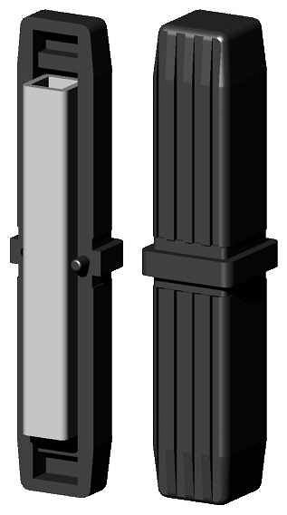 Kunststoff Verlängerung  15,0 x 15,0 x 1,5 mm, Form: Rohrverlängerung für Quadratrohr schwarz mit Stahlkern