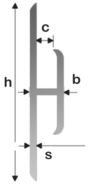 Aluminium-H-Profil asymmetrisch 40,0 x 11,0 x 20,0 x 1,5 mm, Innenmaß: 8,0 mm; Oberfläche RAL 1000 Grünbeige  (matt); Verkaufseinheiten: in Stangen je 6 m