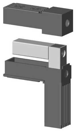 Kunststoff Eck-Verbinder für Quadratrohr 25,0 x 25,0 x 1,5 mm, Form: Winkel mit Gewinde M10 grau RAL 7035 mit Stahlkern