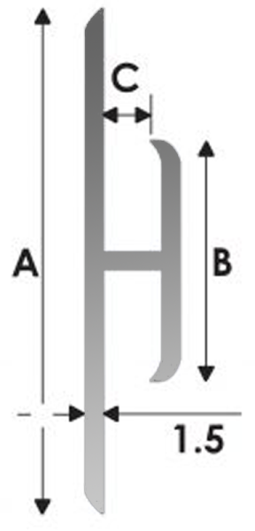 RAL pulverbeschichtet Intensiv (Feinstruktur) - H-Profile,  asymmetrisch